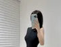 Sleeveless Plain Half-Zip Swimsuit