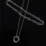 Set of 2: Stacked Ring Pendant Ball Chain Necklace + Paperclip Chain  Necklace