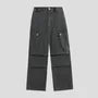 High Waist Plain Wide Leg Cargo Pants