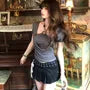 Mock Two-Piece Short-Sleeve Halter-Neck Beaded Strap Shirred Top