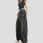 Couple Matching Mid Waist Striped Washed Distressed Baggy Jeans