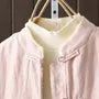Mandarin Collar Plain Fleece-Lined Frog Button Jacket