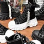 Platform Chunky Heel Lace-Up Short Boots