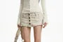 Mock Two-Piece Low Rise Plain Buttoned Mini Pencil Skirt