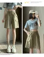 High Waist Wide Leg Cargo Shorts