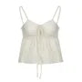 Spaghetti Strap Tie-Front Ruched See-Through Mesh Crop Cami Top