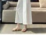 Set: High Waist Plain Frill Trim Cropped Wide Leg Pants + Lace Decorative Hem