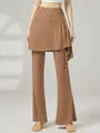 High Waist Plain Skirt Overlay Flared Dance Pants