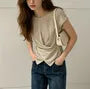 Short Sleeve Plain Asymmetric Hem Slim-Fit T-Shirt