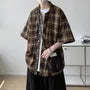 Elbow-Sleeve Plaid Shirt