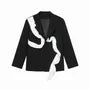 Mock Neck Two Tone Button-Up Blazer