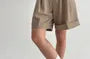 Unisex Mid Waist Plain Dress Shorts