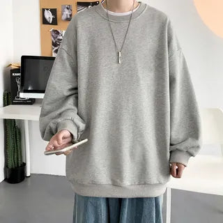 Drop Shoulder Crew Neck Plain Oversized Sweatshirt