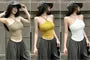 Halter Neck Plain Open Back Crop Top