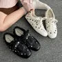 Hidden Wedge Polka Dot Lace-Up Faux Leather Sneakers