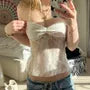 Lace See-Through Ruched Open-Back Tube Top