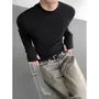 Long-Sleeve Mock Neck Plain Slim Fit T-Shirt
