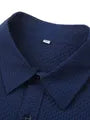 Long-Sleeve Button-Up Plain Textured Shirt