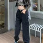 High Waist Washed Straight-Fit Jeans