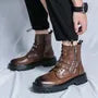 Buckled Faux Leather Short Boots