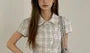 Short Sleeve Plaid Asymmetric Slim-Fit Shirt
