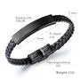 Stainless Steel Bar Braided Leather Bracelet