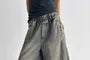 Mid Rise Washed Wide Leg Jorts