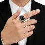 Oval Faux Gemstone Embossed Alloy Ring