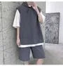 Set: Elbow-Sleeve Two Tone Hoodie + Sweatshorts