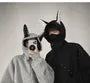 Couple Matching Stand Collar Studded Zip Hoodie
