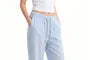Drawstring Waist Plain Regular Fit Straight Leg Pants