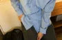 Long Sleeve Collared Plain Ruffle Shirt