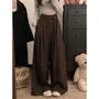 High Waist Plain Tie Waist Wide Leg Pants