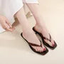 Kitten Heel Square Toe Jelly Thong Sandals
