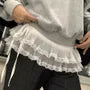 Plain Ruffle Lace Trim Mesh Overlay Skirt