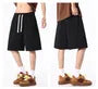 Drawstring Waist Plain Wide Leg Sweat Shorts