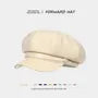 Plain Panel Faux Leather Newsboy Cap