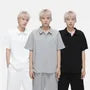 Short Sleeve Plain Polo Shirt / Drawstring Waist Sweat Shorts