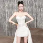 Plain Lace Paneled Corset Tube Top / Low Rise Mini Pencil Skirt