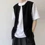 Sleeveless Crew Neck Plain Button Top