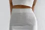 High Rise Plain Sheer Panel Knit Mini Pencil Skirt
