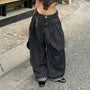 Low Rise Striped Pleated Wide Leg Jeans