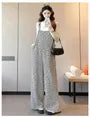 Maternity Long-Sleeve Crew Neck Plain Tee / Striped Wide Leg Jumper Pants / Set