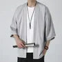 3/4-Sleeve Plain Open Front Jacket