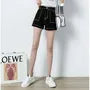 High Waist Contrast Stitch Denim Shorts