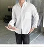 Long-Sleeve Plain Crinkle Button-Up Shirt