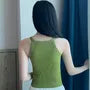 Halter Neck Plain Ribbed Padded Tank Top