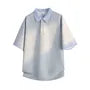 Mock Two-Piece Elbow-Sleeve Striped Panel Polo Shirt
