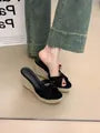 Platform Wedge Faux Leather Slide Sandals