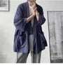 3/4-Sleeve Plain Open Front Kimono Jacket